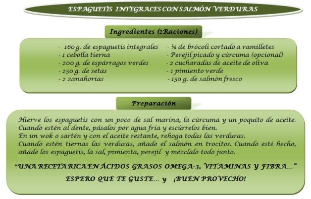 espaguetis con salmon y verduras