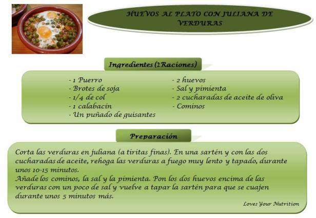 huevos al plato con juliana de verduras