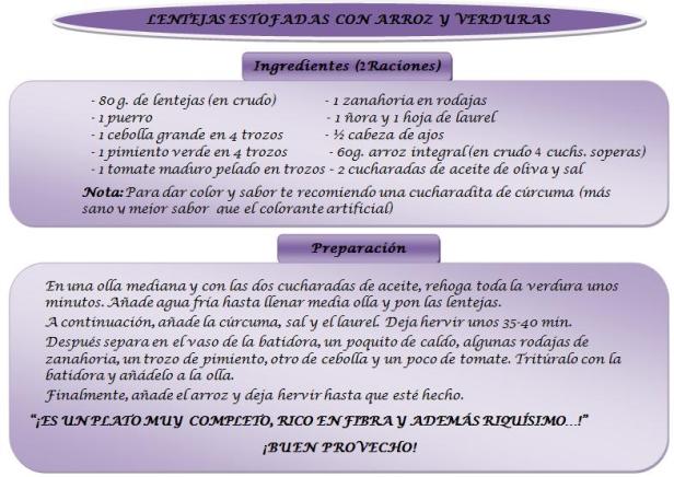 lentejas con arroz y verduras