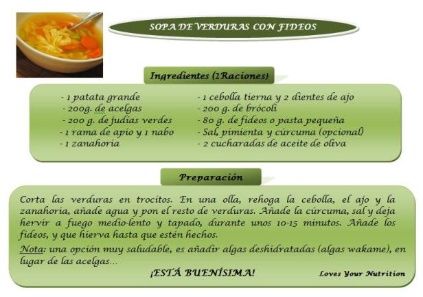 sopa de verduras con fideos