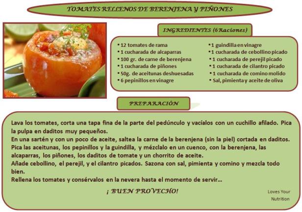 tomates rellenos con berenjena y piñones
